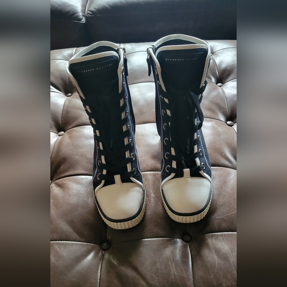 Kana Sneaker Heel by Giuseppe Zanotti, Size 36.5 ( US women's 6.5). Black Color